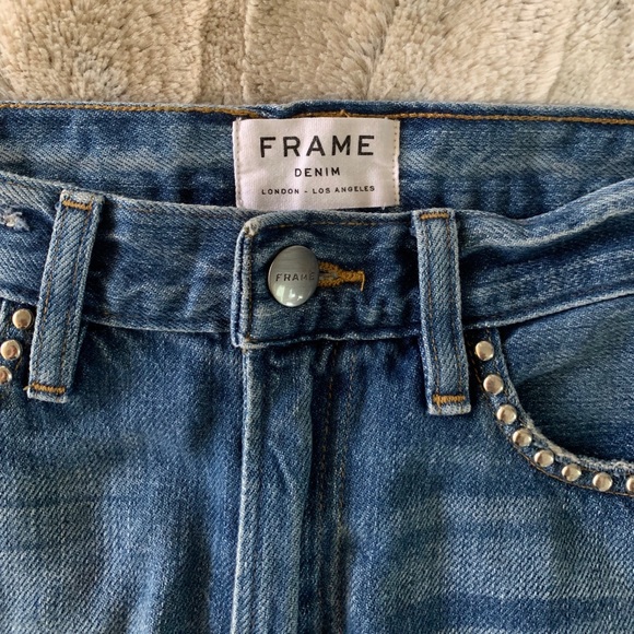 Frame Denim Anstee Le Mini Studded Denim Skirt 24 - Picture 5 of 8